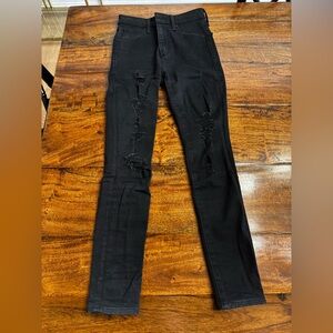 Abercrombie and fitch black ripped skinny jeans size 00
